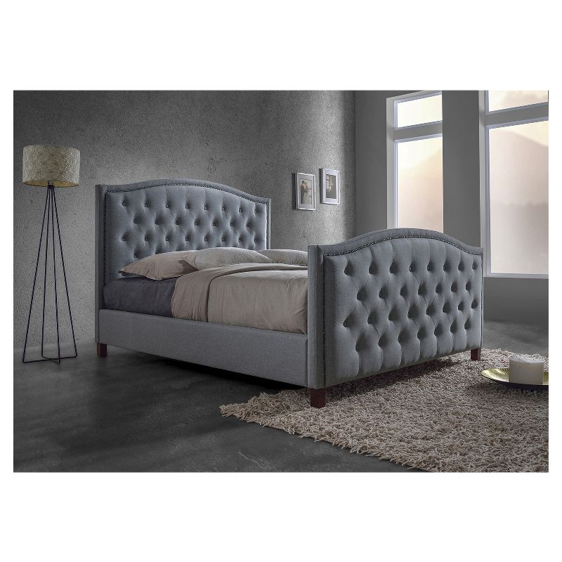 Queen Seville Linen Upholstered Bed Linen Coral - Skyline Furniture