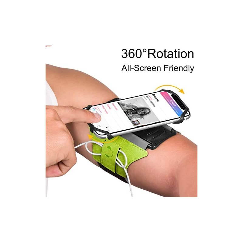 Running Armband for iPhone 12 Pro 11 Pro Max X XR XS 8 7 6 6s Plus,Galaxy S20 S10 S9 Plus, Note 20/10/9/8, 360&deg;Rotatable with Key Holder Phone Armband for Hiking Biking Walking(Green)