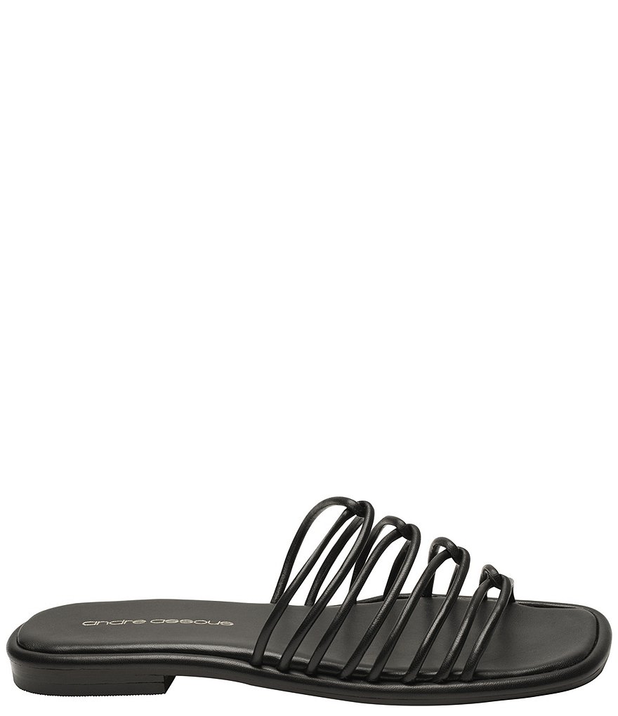 Andre Assous Rory Knotted Leather Square Toe Slide Sandals