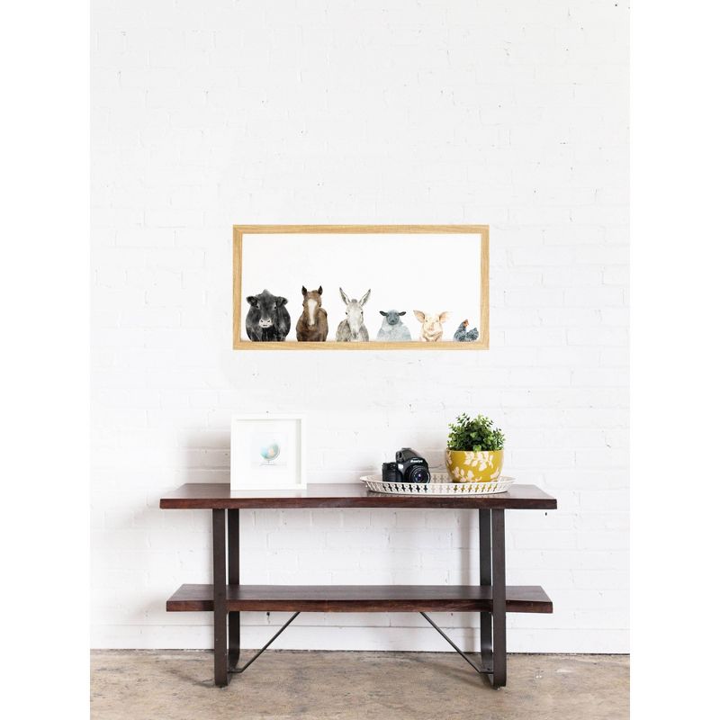 28" x 14" Farm Animals Art Board Rustic Brown - Petal Lane