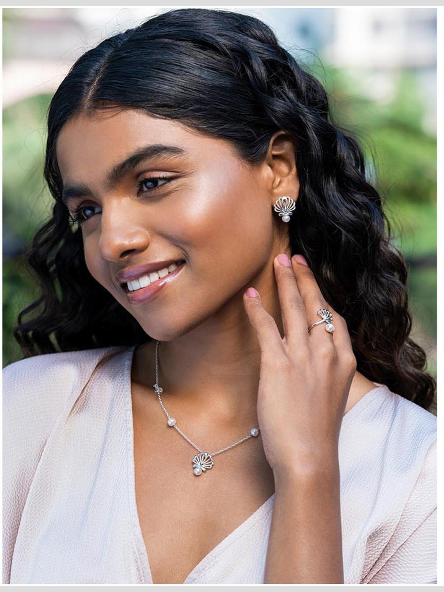 Shaya 92.5 Sterling Silver Pearl in the Sea Shell Earrings for Women