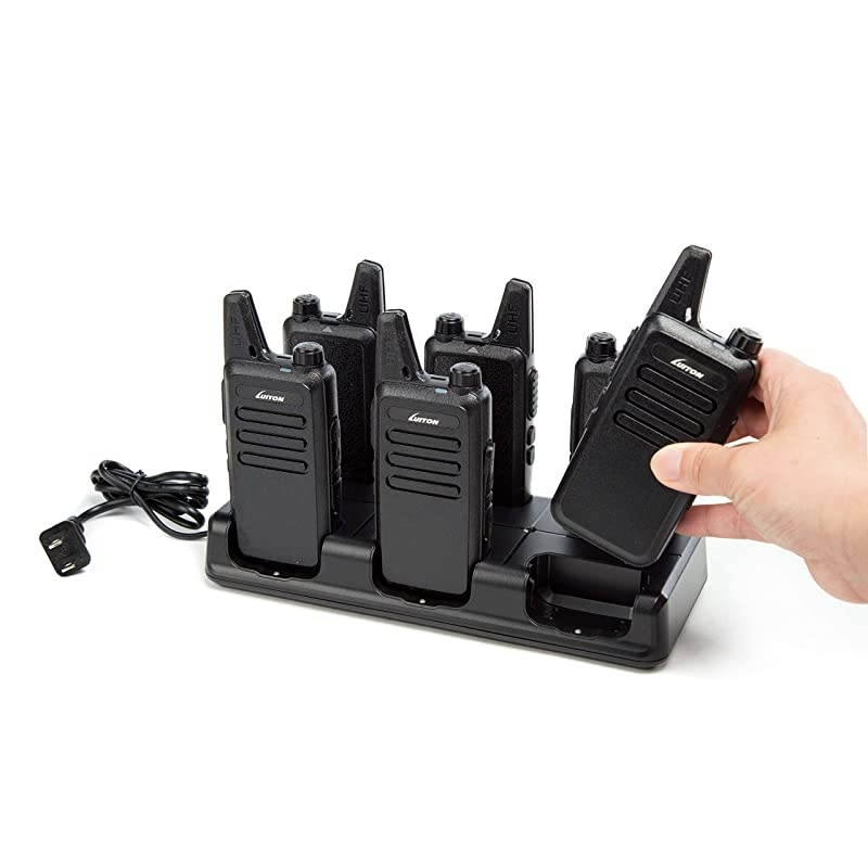 Mini Walkie Talkies Rechargeable UHF Channel with Micro USB Charging LT-316 Uhf(6 Pack) with Six Way Gang Charger