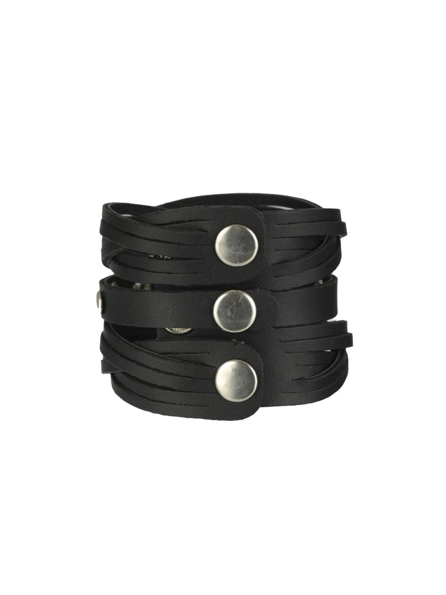 Bold by Priyaasi Black Weaved Multistrand PU Bracelet for Men