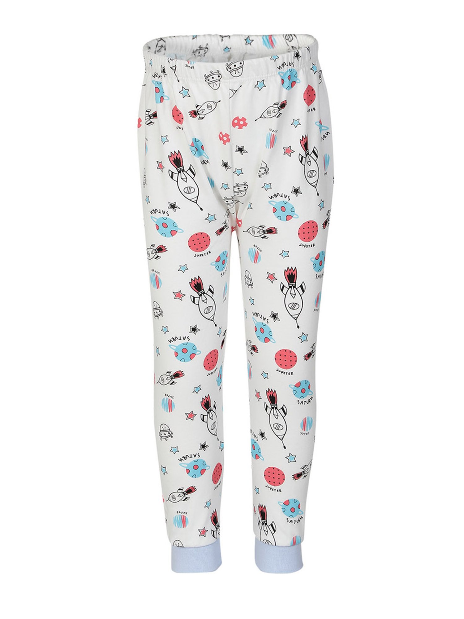 Passion Petals Boys Blue & White Printed T-Shirt with Pajamas