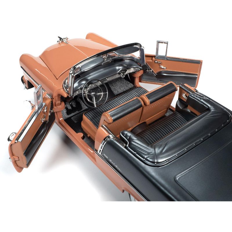 1955 Chevrolet Bel Air Convertible Coral and Shadow Gray 1/18 Diecast Model Car by Autoworld