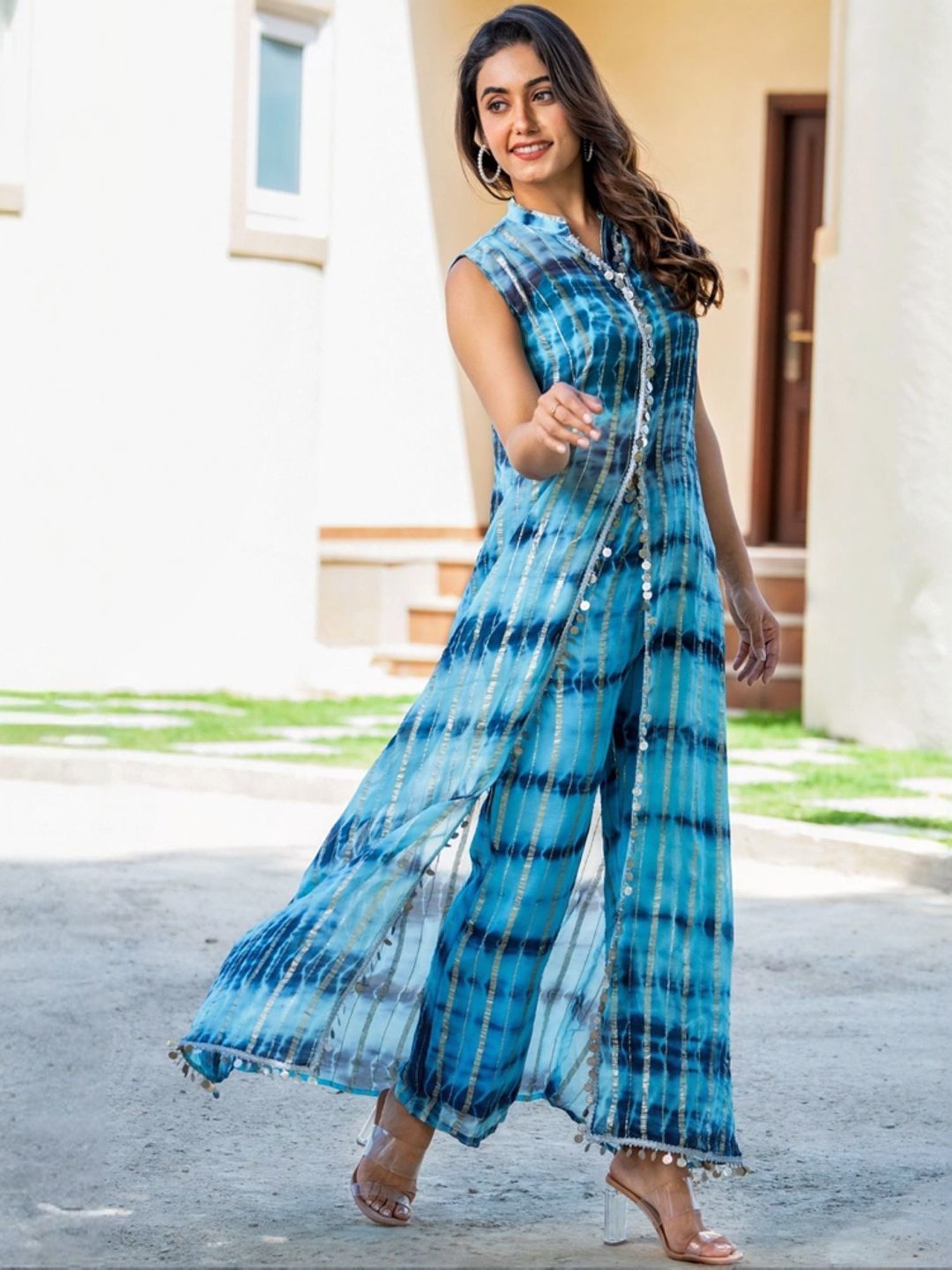HOUSE OF JAMOTI Blue Printed Kurta Pant Set