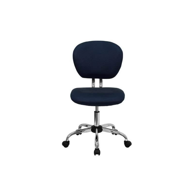 Mid-Back Navy Mesh Padded Swivel Task Office Chair with Chrome Base