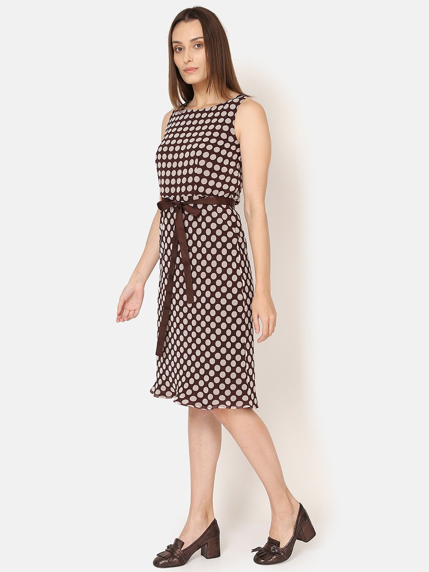 Office & You Brown Print A-Line Dress