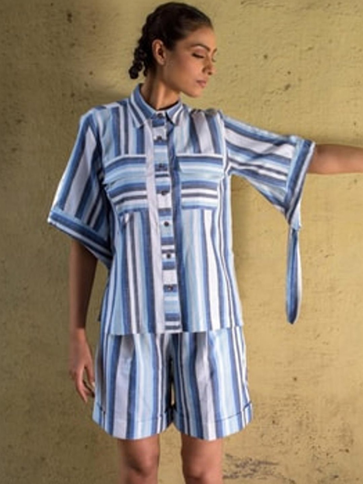 Anushe Pirani Blue & White Fika Safari Shirt