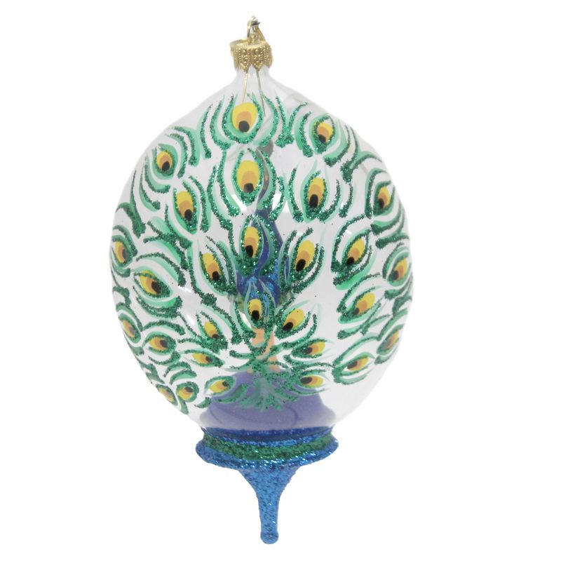 Morawski 7.0" Peacock In A Dome Ornament Feather Bird  -  Tree Ornaments