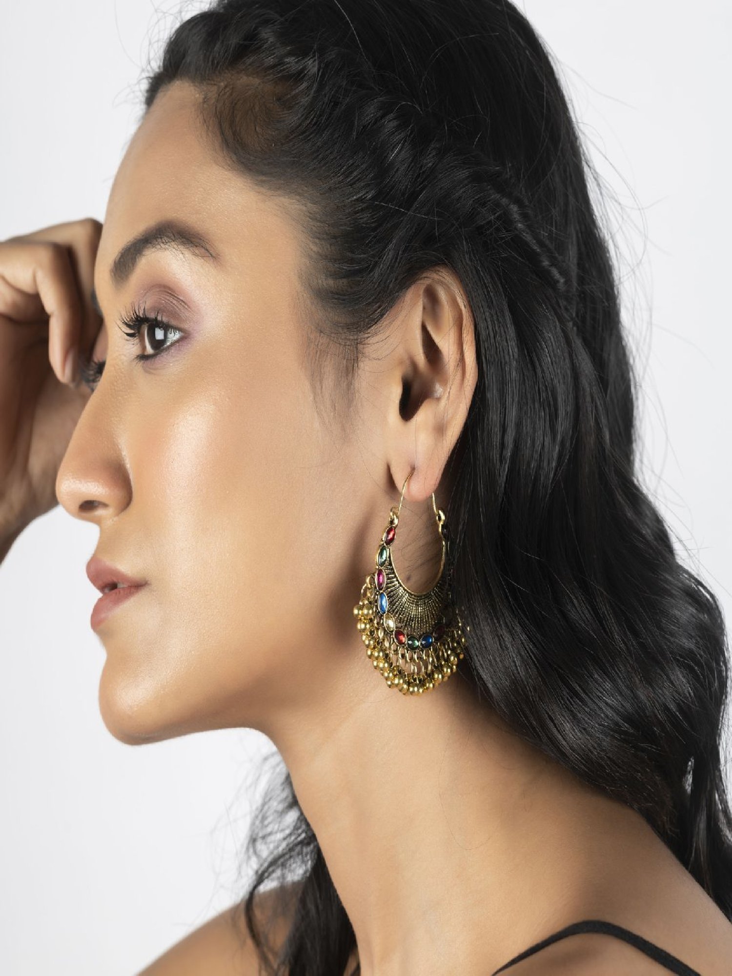 Jewelz Gold Plated Handcrafted Pearl Bali Earring for Women