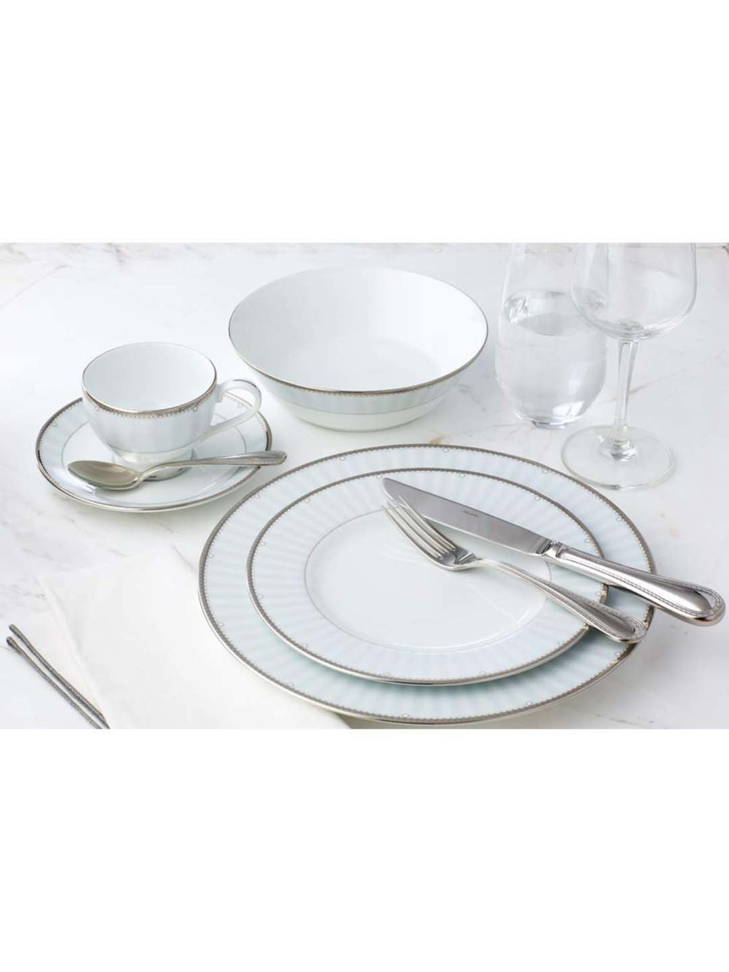 Noritake Monarch Platinum White & Blue Poreclain Milk Mug (0.37 L) - Set of 2