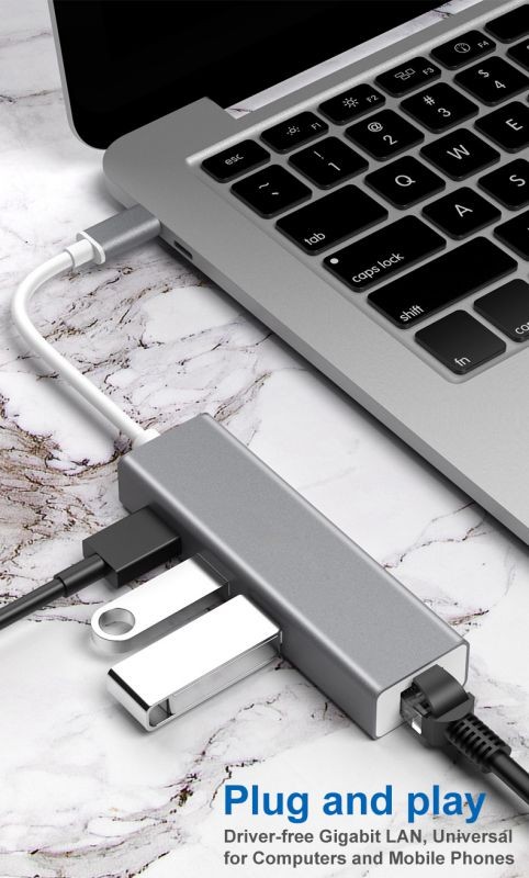 Type-C to Rj45 Network Card 100M Usb3.0 Hub Hub Type C to Rj45 Converter