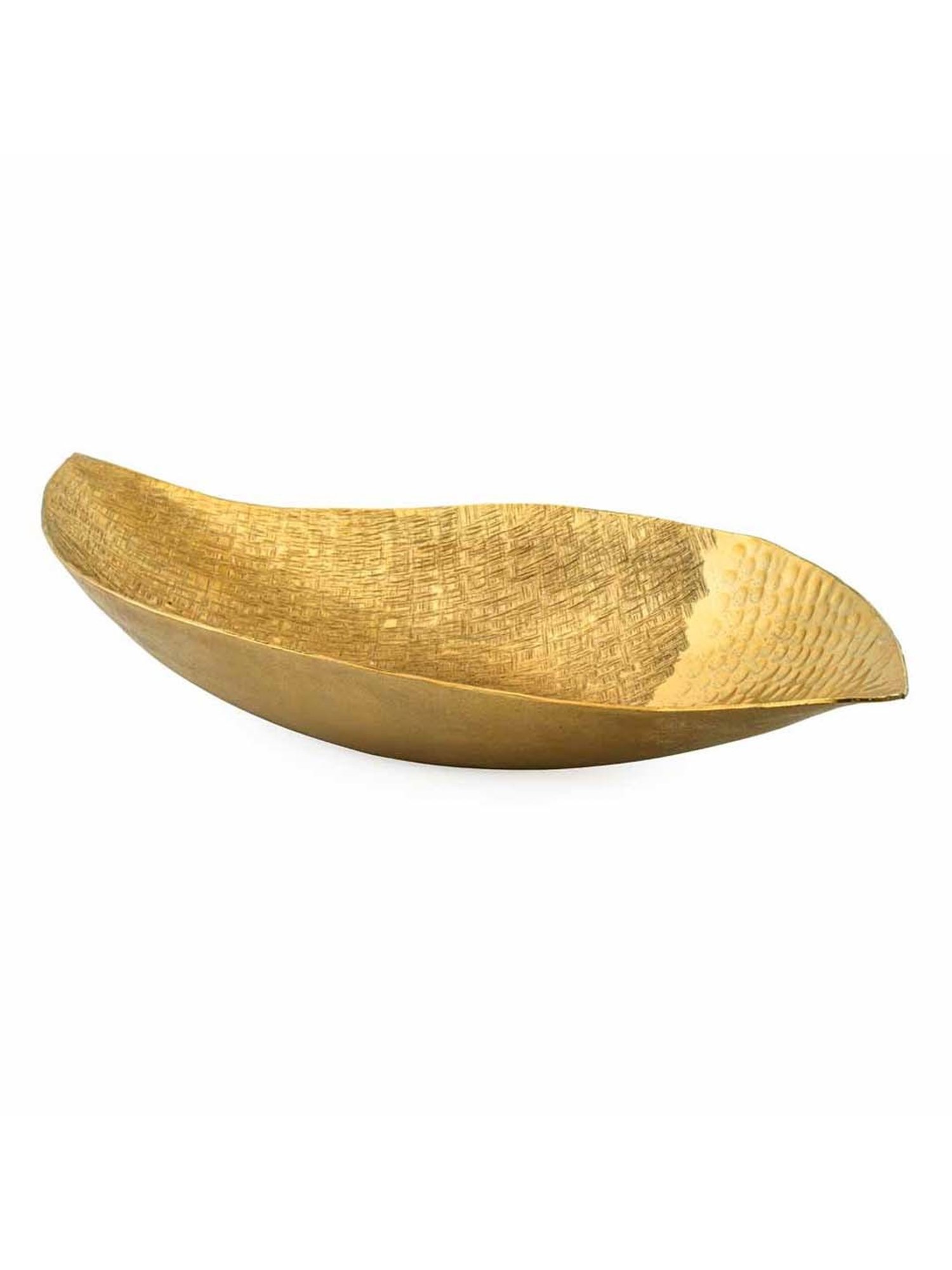 @home Nilkamal Gold Aluminium Criss Cross Decorative Platter