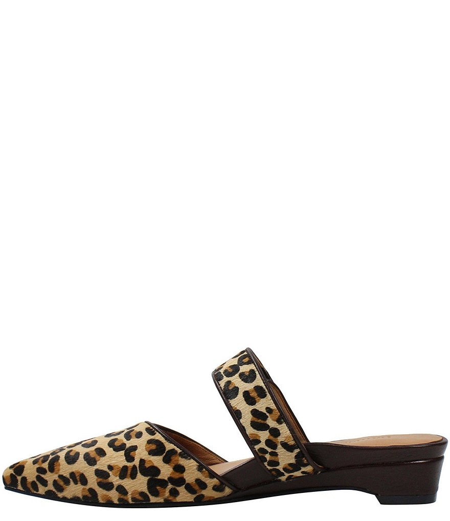 L'Amour Des Pieds Baruk Leopard Print Calf Hair Wedge Mules