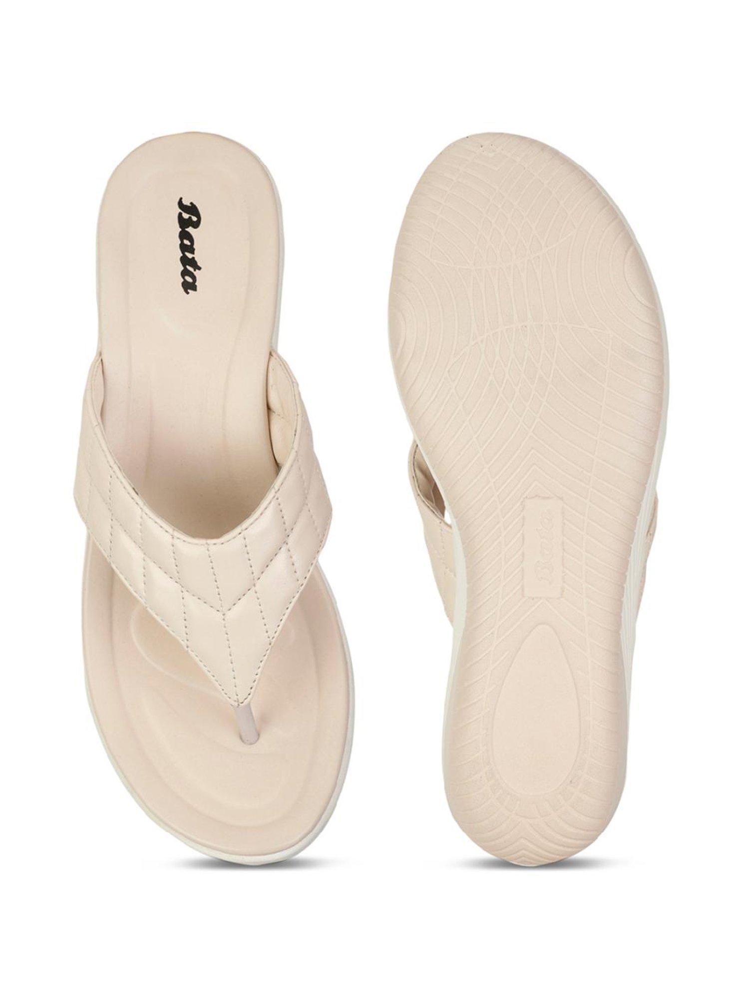 Bata Women's Beige Thong Wedges