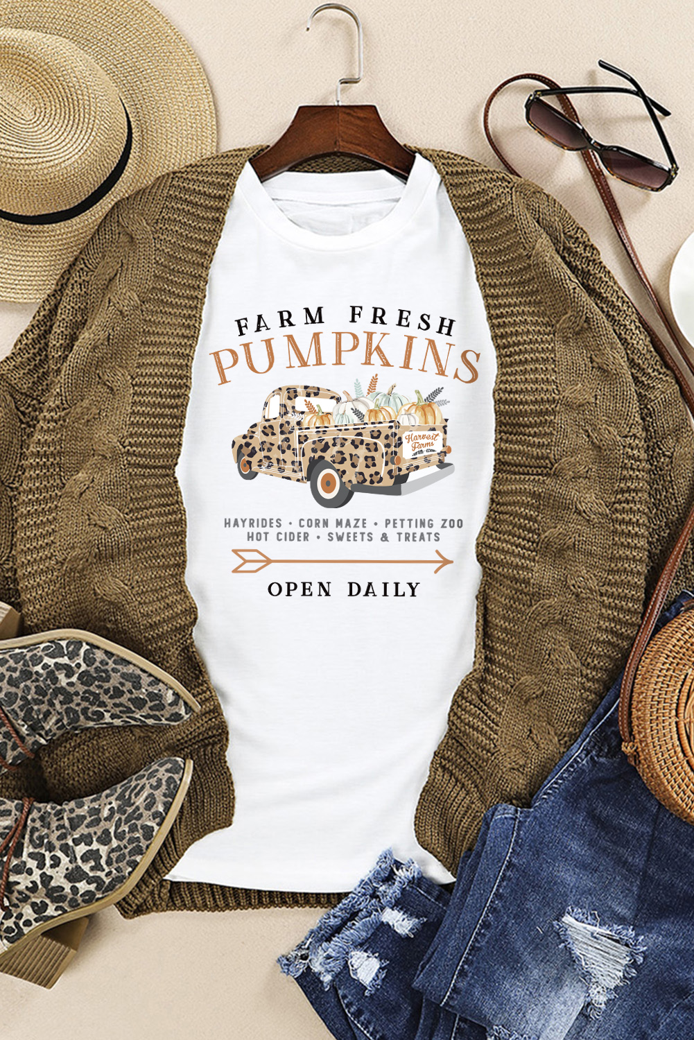 White Pumpkin Truck Graphic Short Sleeve Halloween T Shirt