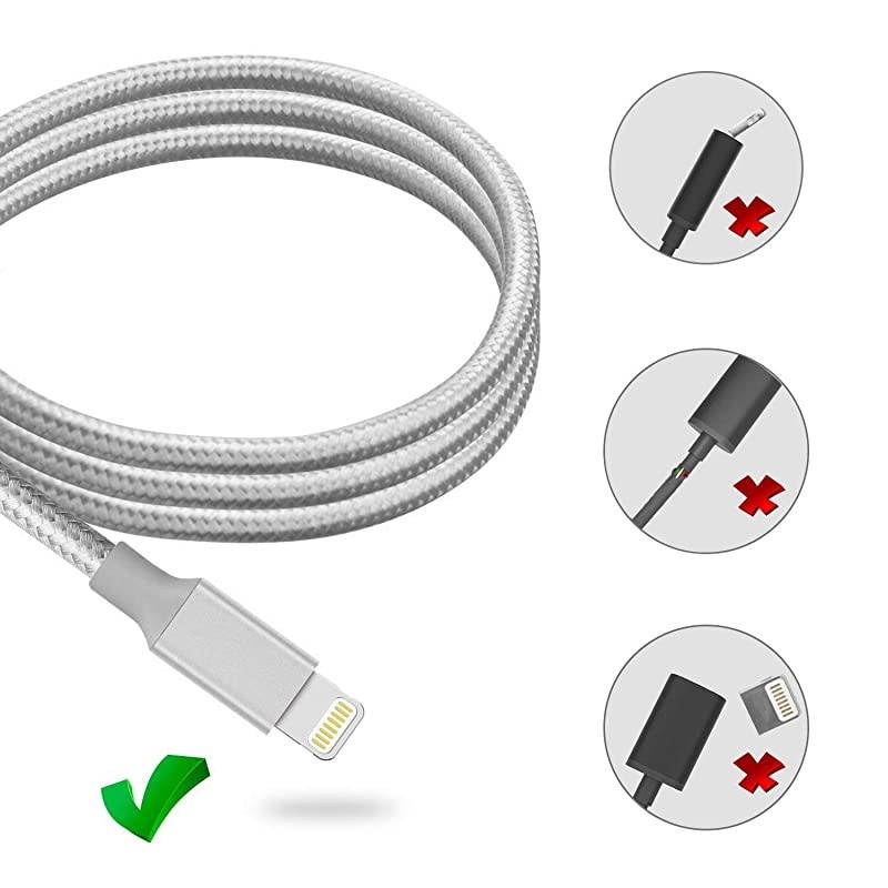 Charger Lightning Cable 3Pack 3ft 6ft 10ft MFi Certified USB Cable Nylon Braided Fast Charging Cord Compatible with 12 SE 11 Pro X Xs Max XR 8 7 6 Plus Mini iPad iPod Pro Gray