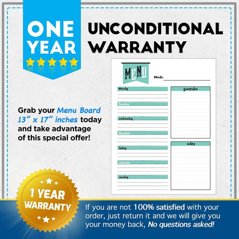 Best EXTRA LARGE 13 x 17 -inch Dry Erase or Wet Erase Laminated Magnetic Dry Erase Menu And Groceries Planner - Perfect for Refrigerators Keep a Weekly Meal Plan & Grocery List Blue & White
