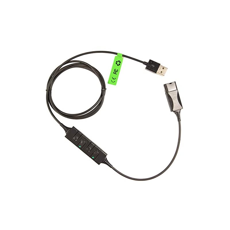 Center Headset Quick Disconnect QD Cable to USB Plug Adapter with Mute + Volume Control Compatible with Plantronic Headset QD Connector Plug to Any Computer Laptop VOIP Softphone