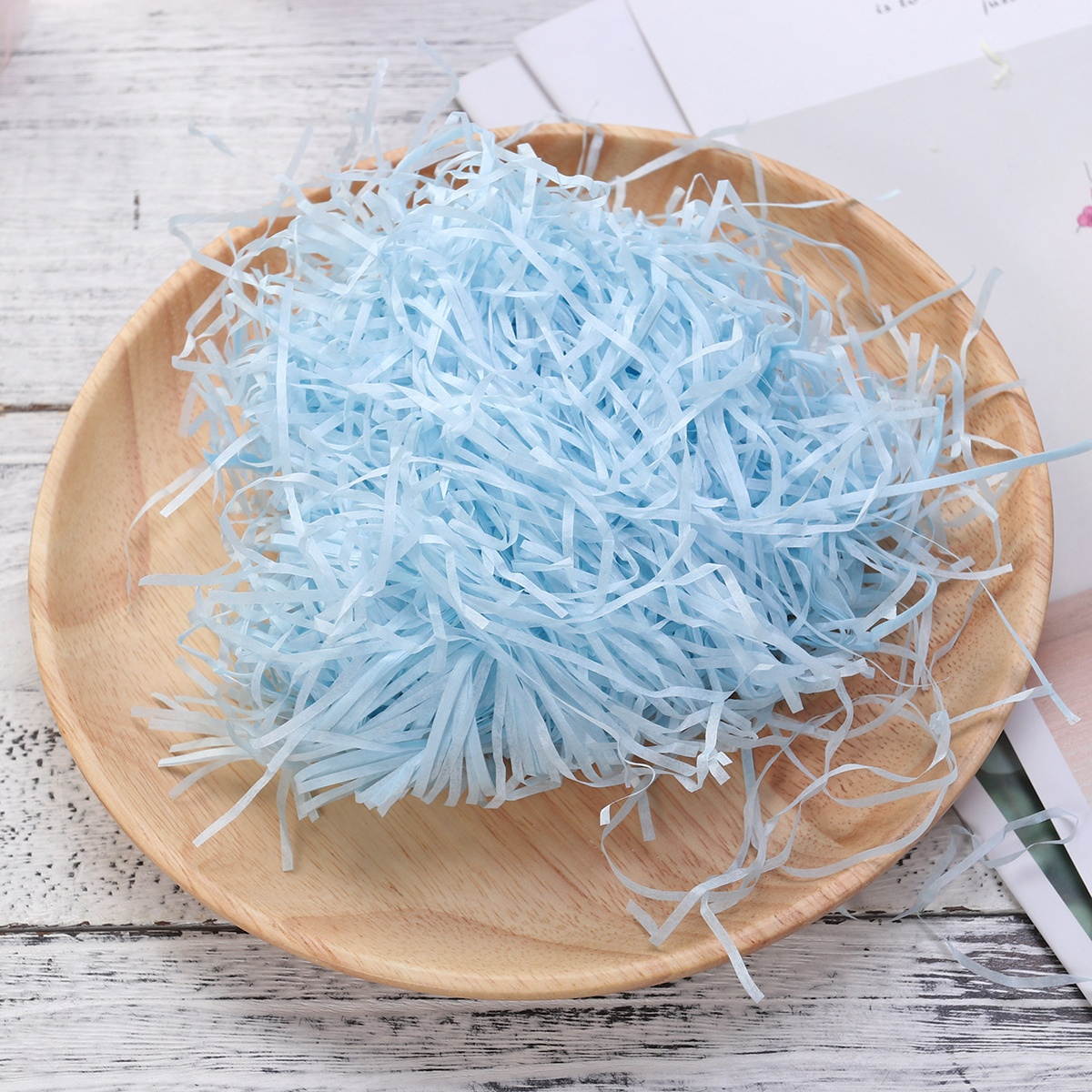 Colored Cut Paper Shred Filler for Gift Wrapping and Box Filling Candy Chocolate Void Filler with Natural Lafite Grass Silk Paper 20G/Bag (White)