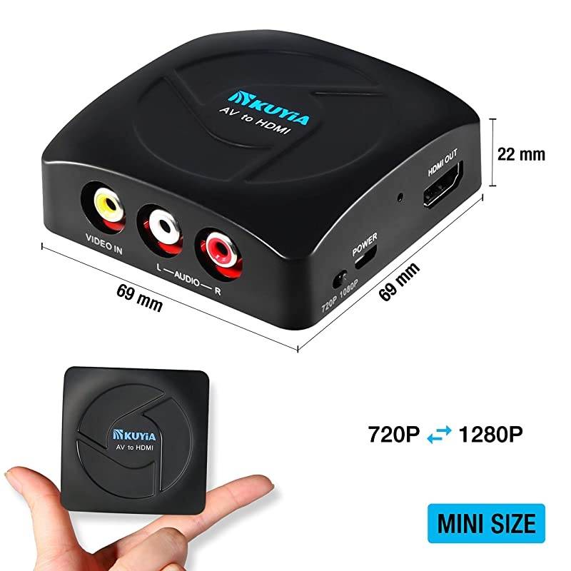 RCA to HDMI Converter AV to HDMI  1080P Component Composite to HDMI Adapter Supporting PALNTSC PC TV STB Xbox Wii PS4 PS3 VHS VCR Camera Nintendo N64 with USB Charge Cable Black