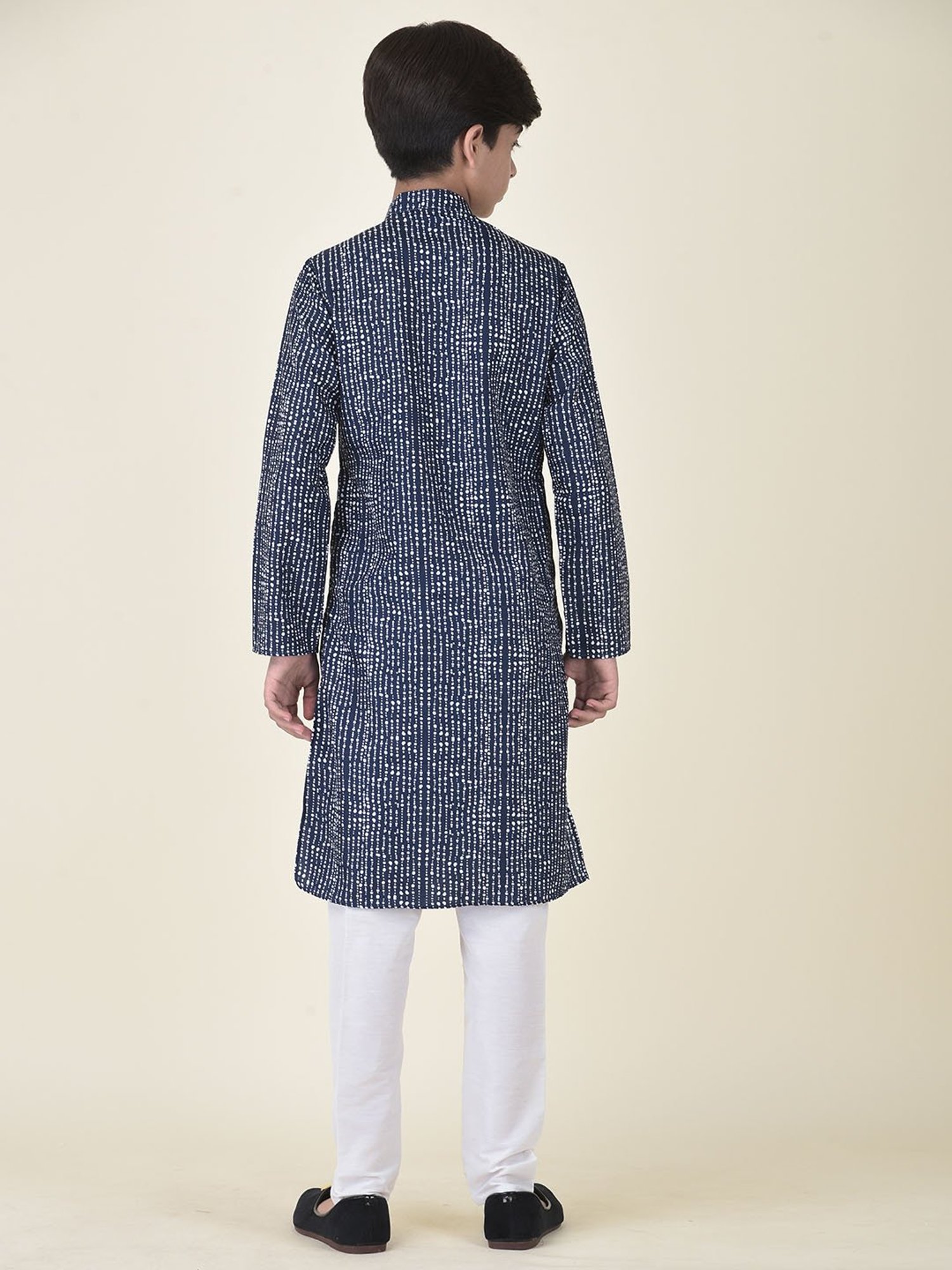 TABARD Kids Blue & White Printed Kurta + Pyjamas