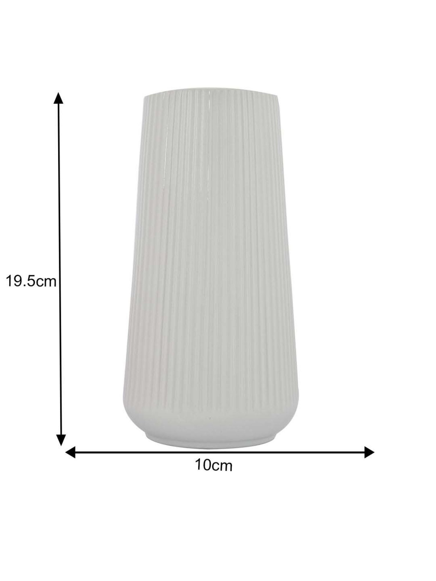 Tayhaa White Ceramic Cool & Calm Ribbed Vase