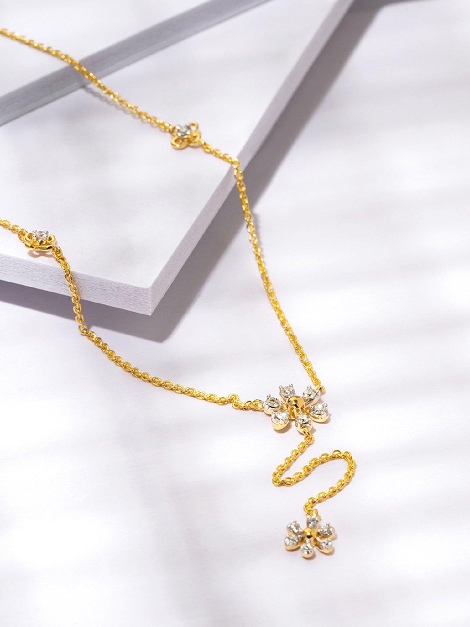 Mia by Tanishq 14 Karat Yellow Gold Two to Tango Diamond Necklace