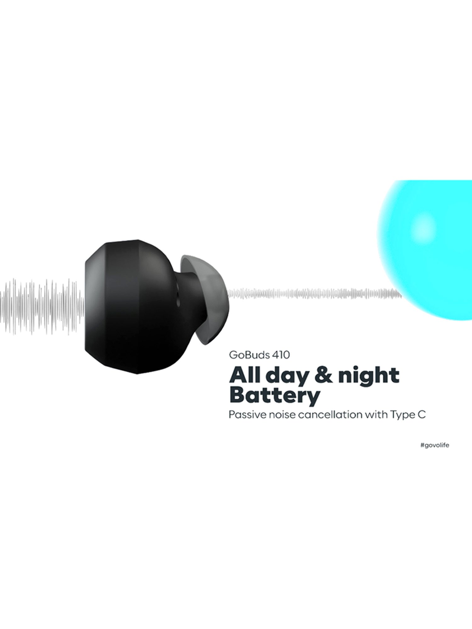 GOVO GoBuds 410 In Ear BT Earbuds with IPX5 Water Resistant & Upto 20H Playtime (Black, Wireless)