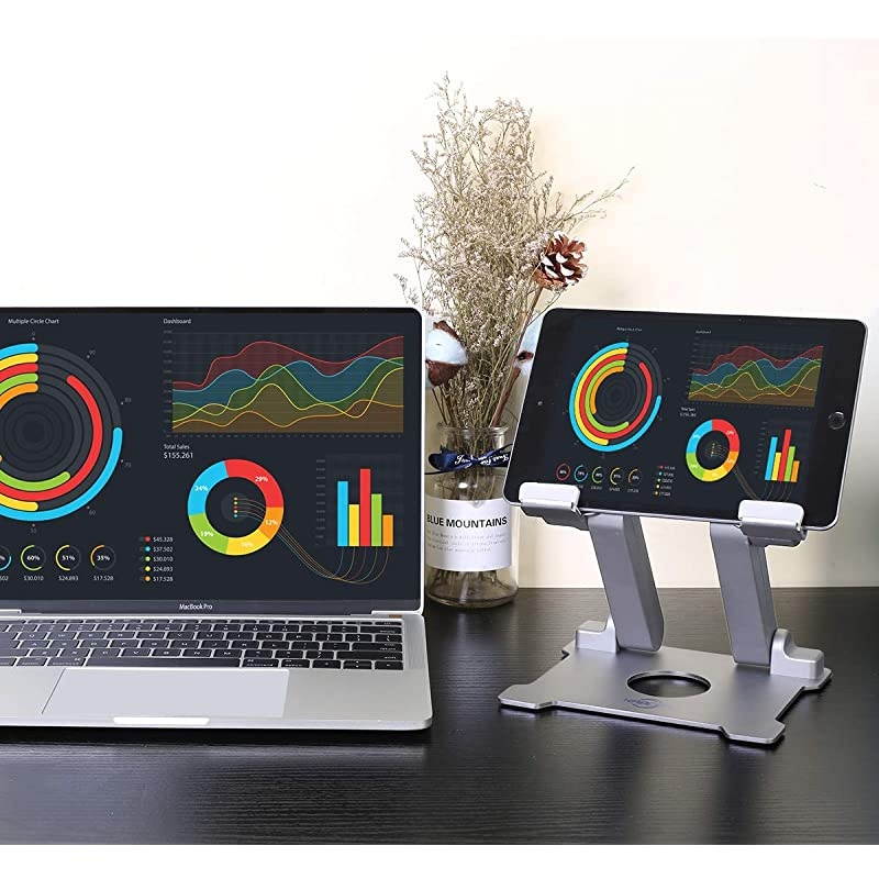 Tablet Stand Adjustable Aluminum Tablets7135 inch Holder for iPad 20172018iPad ProSurface Pro Surface Pro 3 4FIRD HD 10Samsung Galaxy Tab EASUS Transformer with a Carry BagSpace Grey