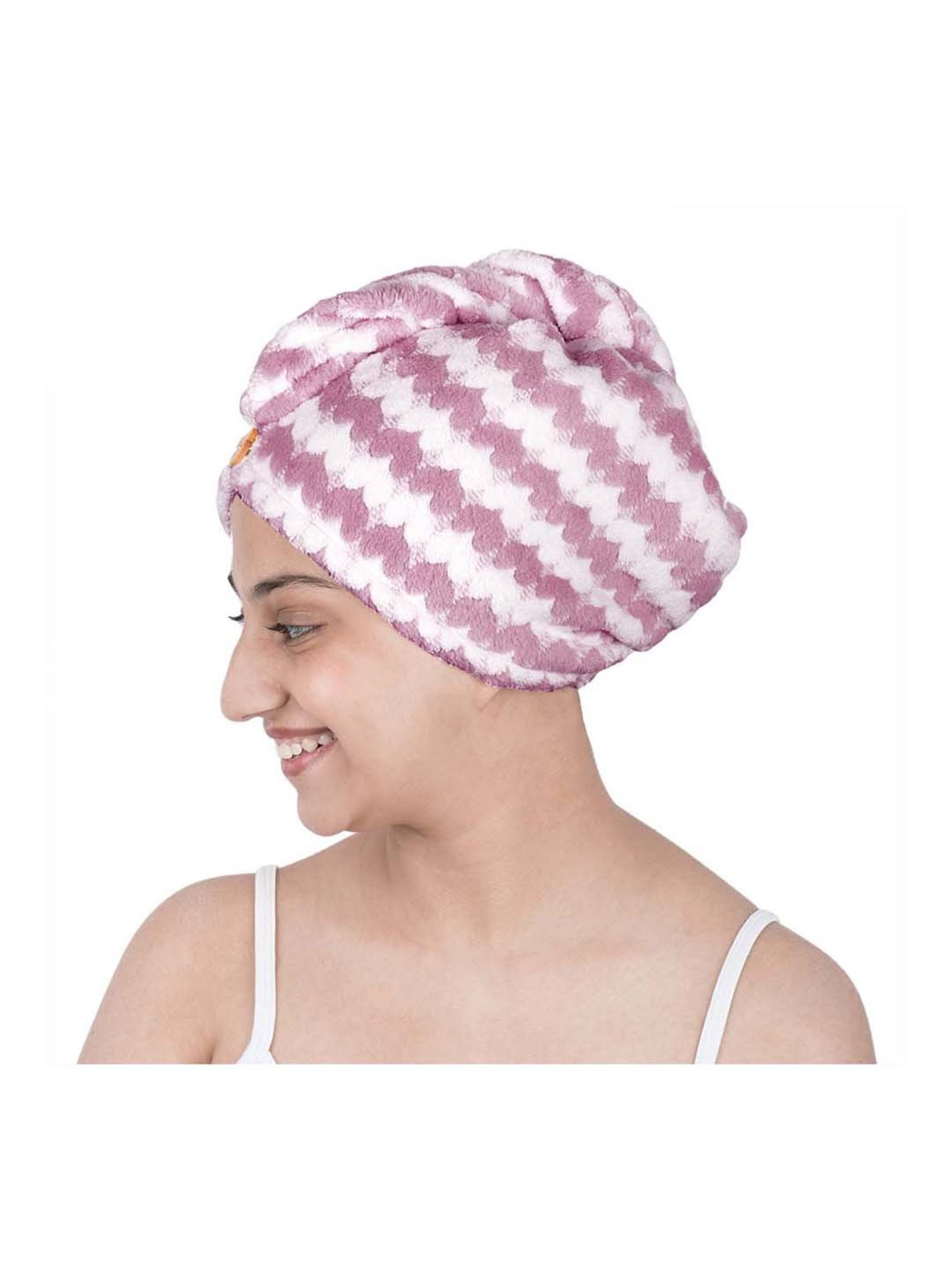 Streak Street Microfiber Hair Wrap Towel Mauve Hearts