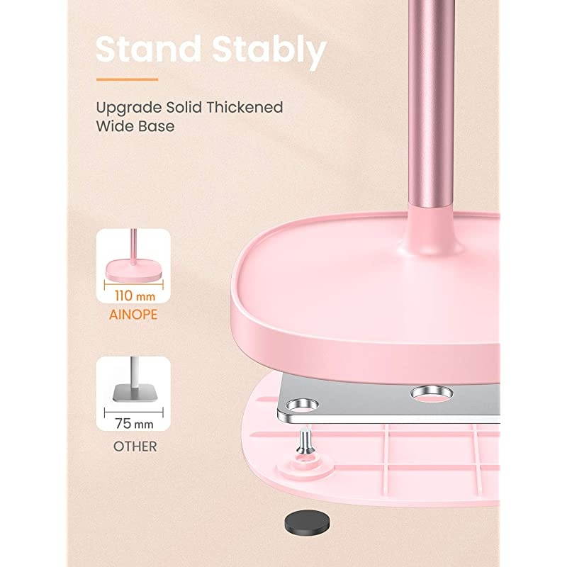 Cell Phone StandAngle Height Adjustable  Cell Phone Stand for DeskThick Case Friendly Phone Holder Stand for Desk Compatible with All Mobile PhonesPink