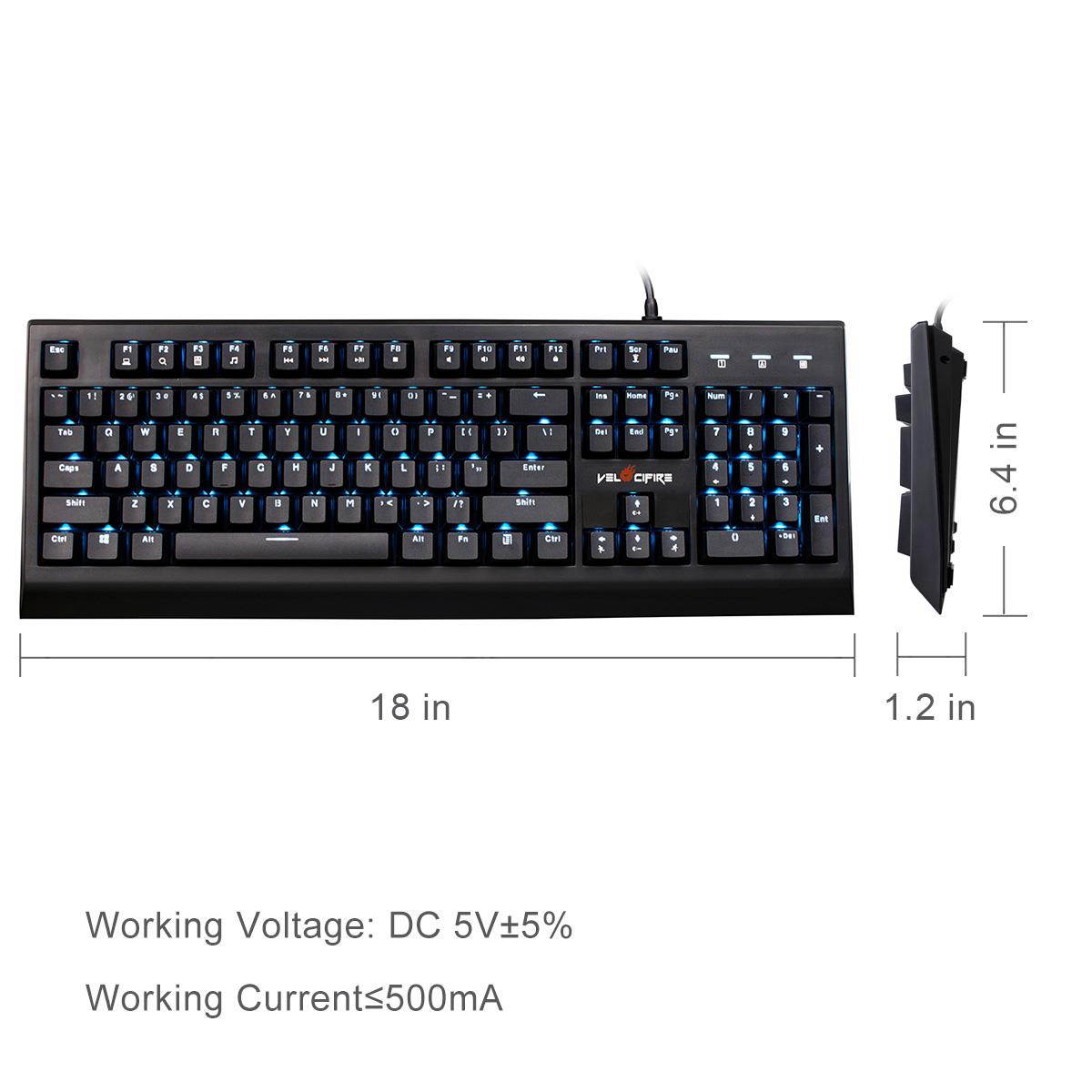 Velocifire VM01 Mechanical Keyboard for PC Game with Brown Switches Gaming Keyboard  Black Ship from US