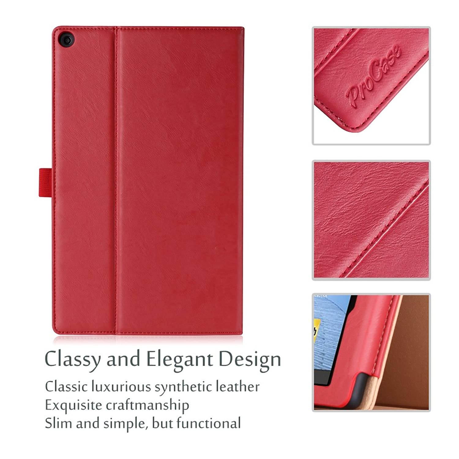 All-New Amazon Fire HD 10 Case (9th / 7th Generation, 2019/2017 Released) &ndash; ProCase Stand Folio Folding Protective Cover for Kindle Fire HD 10.1" Tablet (7th Generation and 9th Generation) -Red