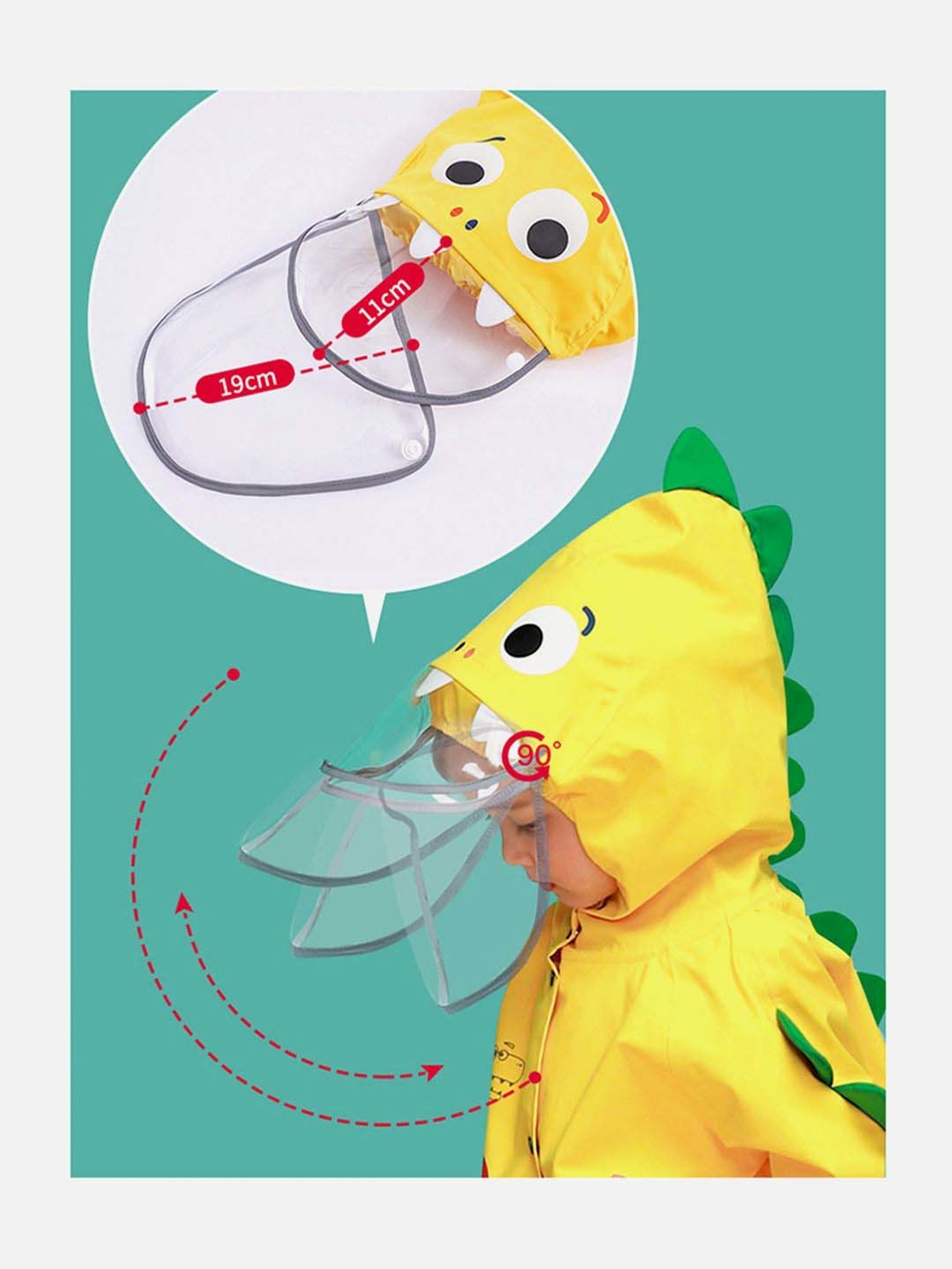 Little Surprise Box Kids Yellow & Green Printed Full Sleeves Raincoat