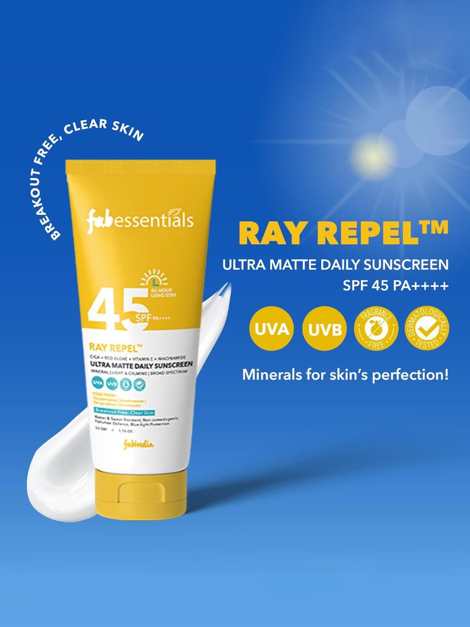 Fabessentials Ultra Matte Daily Sunscreen SPF 45 PA++++ - 50 gm