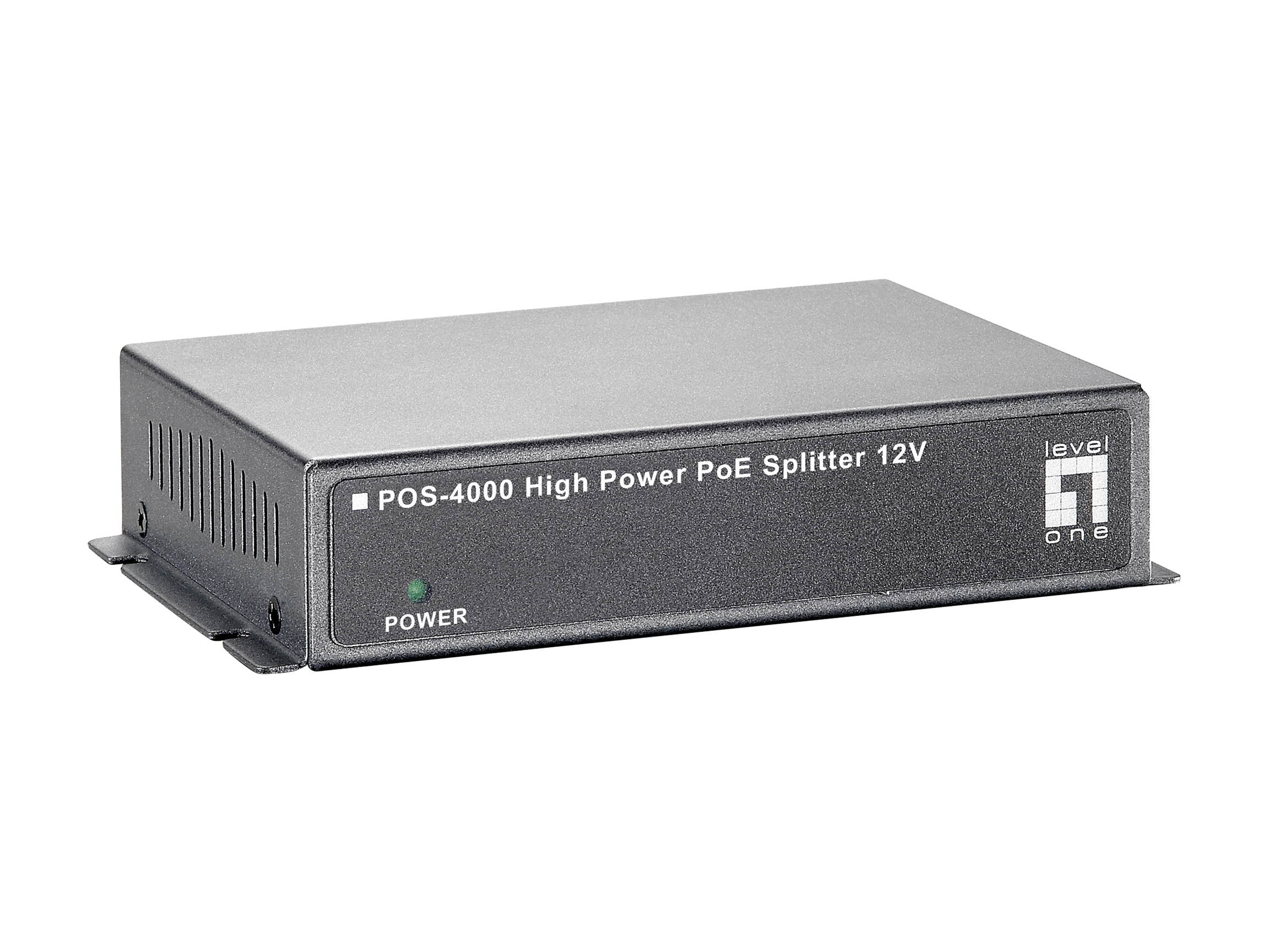 LevelOne POS-4000 12V DC High Power PoE Splitter