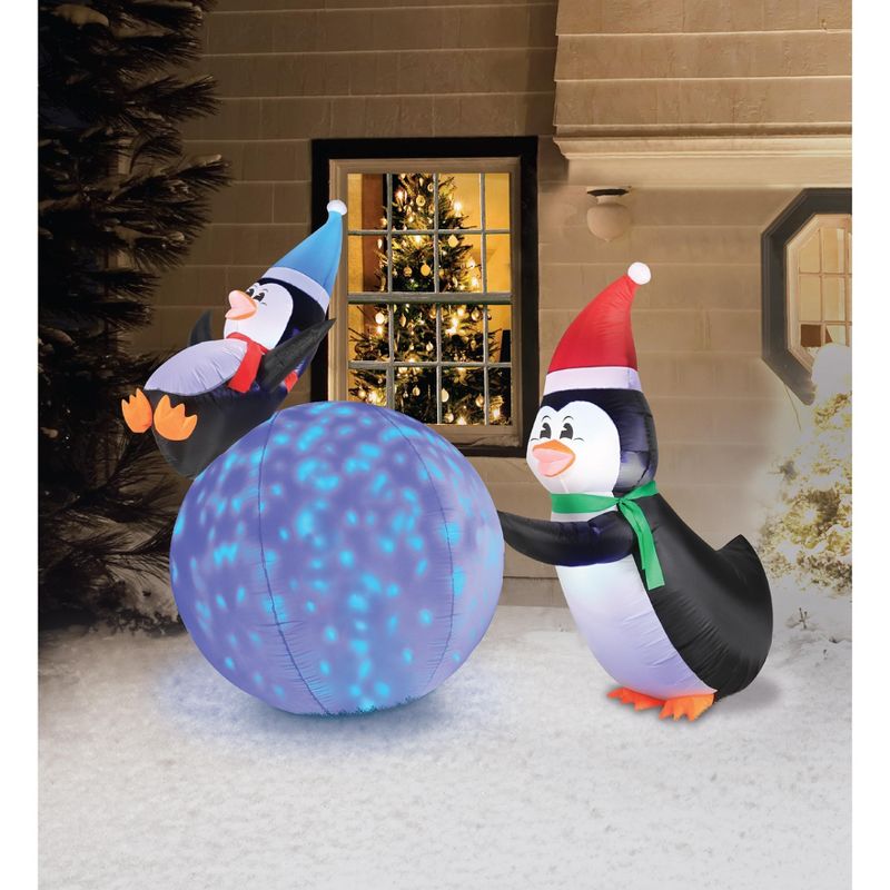 Gemmy Christmas Airblown Inflatable Mixed Media Gnome w/Curved Hat, 5 ft Tall, Multicolored