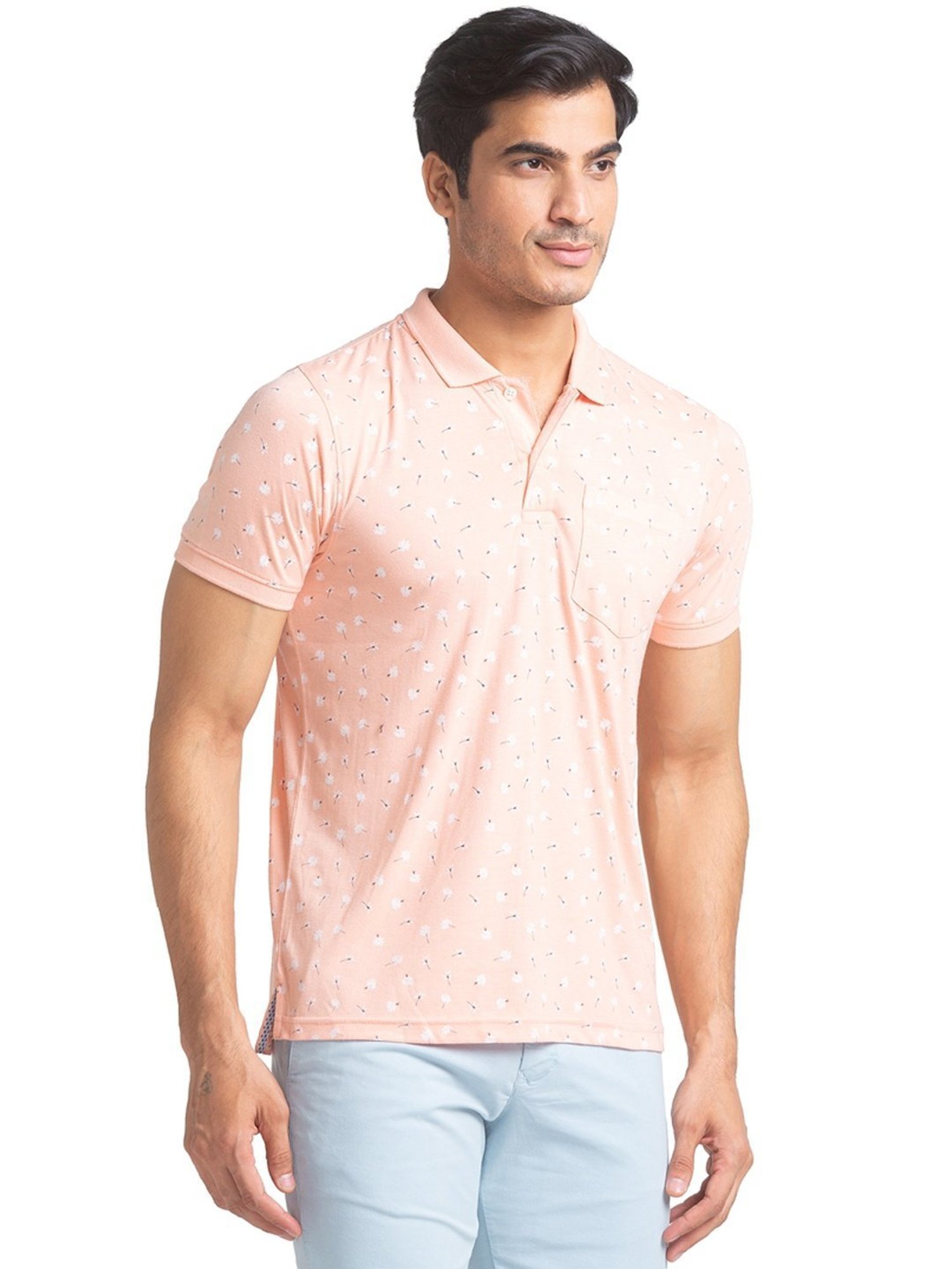 Parx Orange Regular Fit Printed Polo T-Shirt