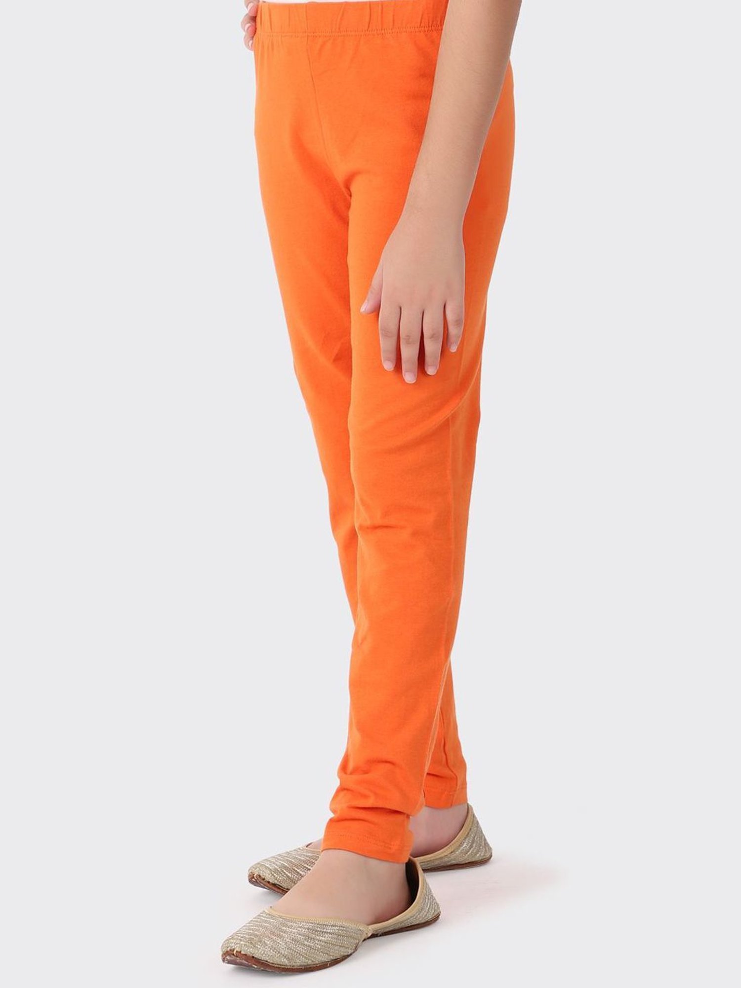 Fabindia Kids Orange Skinny Fit Leggings