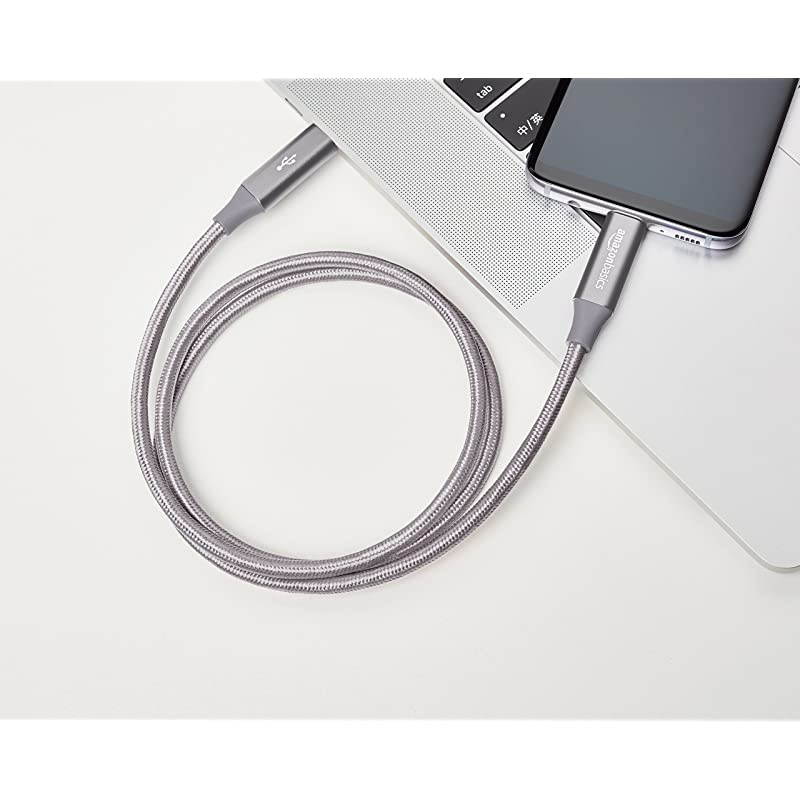 Double Braided Nylon USBC to USBC 31 Gen 1 Cable with Power Delivery 5 Gbps | 3 feet Dark Grey