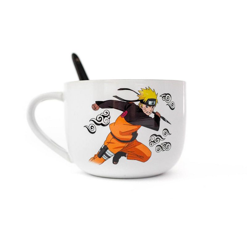 Just Funky Naruto Anime Ceramic Ramen Soup Mug with Spoon - Awesome 20 oz Coffee Cup for Office