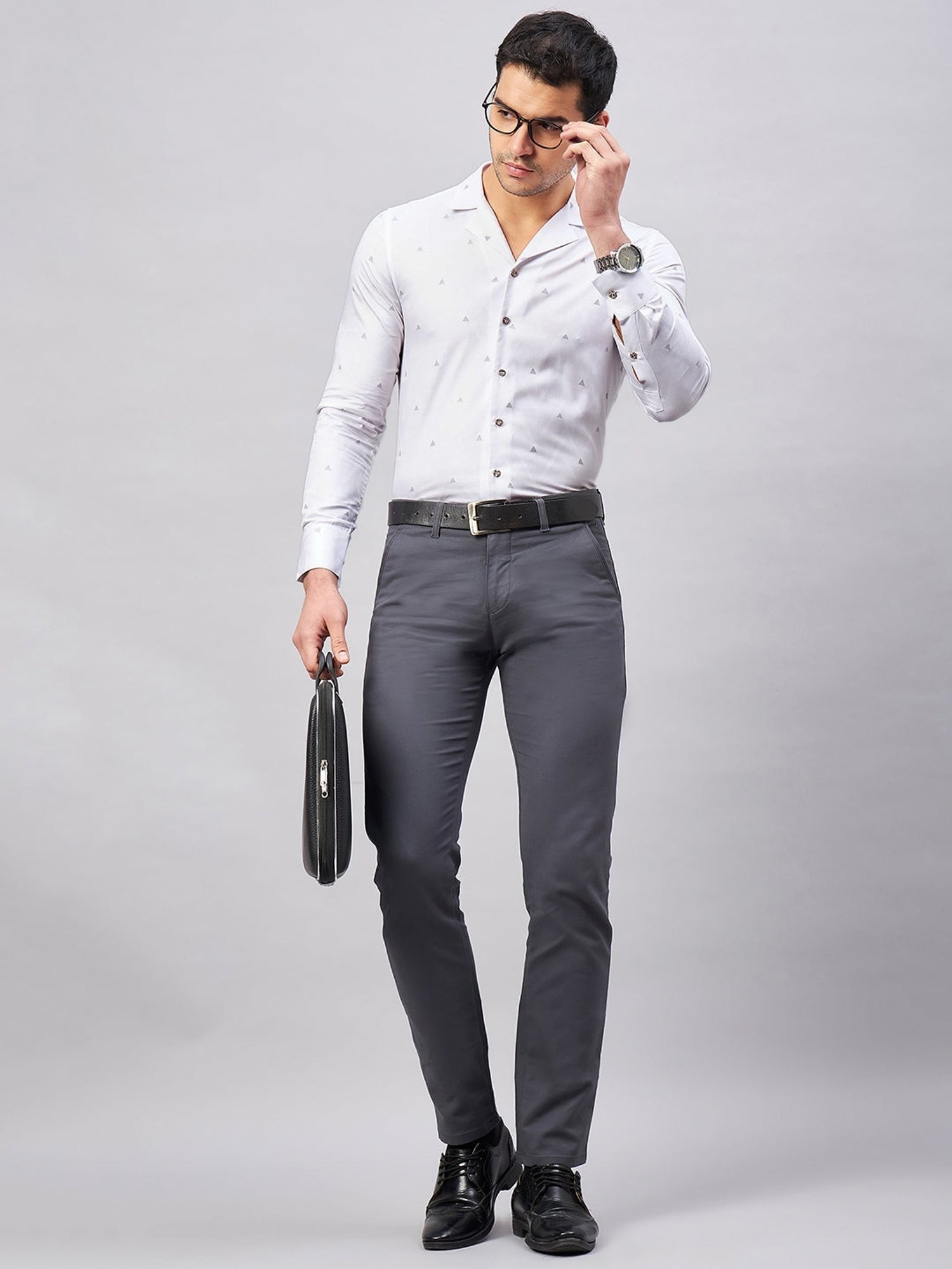 Louis Stitch White Cotton Regular Fit Printed Shirt