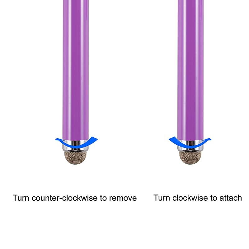 Stylus 48 Inch Universal Microfiber Mesh Tip Styli with 2pcs Replacement Tips and Tether for Capacitive Touch Screen iPad Tablet iPhone Samsung Galaxy Note Tab and More Purple