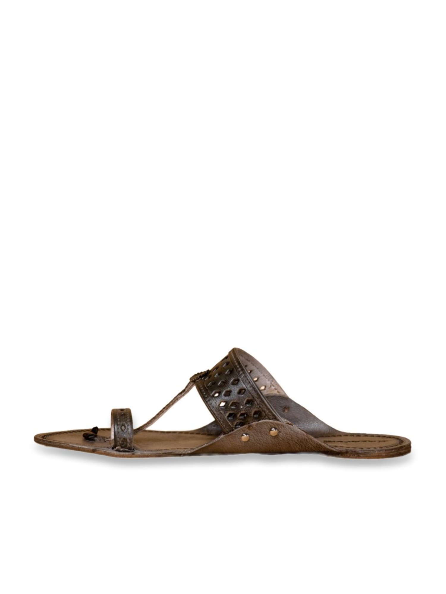 Kalapuri Men's Grey Kolhapuri Sandals