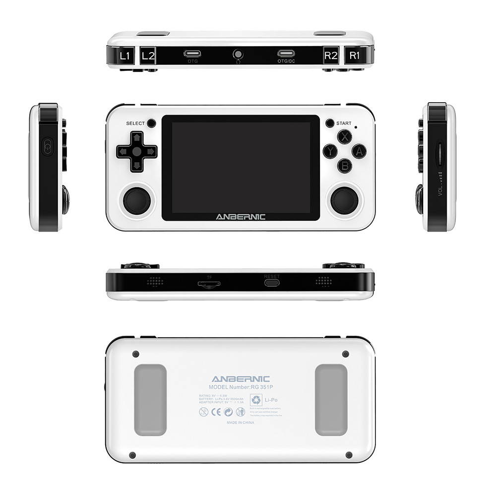 ANBERNIC RG351P 64GB 2500 Games IPS HD Handheld Game Console Support for PSP PS1 N64 GBA GBC MD NEOGEO FC Games Player 64Bit RK3326 Linux System OCA Full Fit Screen