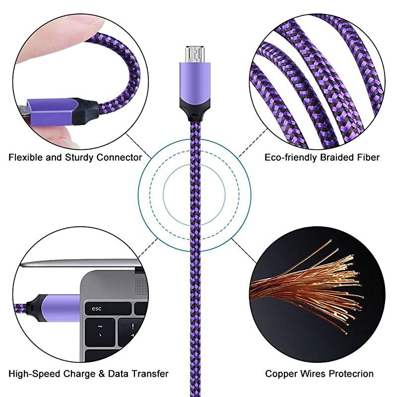 Charging Block, Charger Plug+6ft Micro Cable Android Fast Charger Compatible with Samsung Galaxy S7 S6 Edge J8 J6 J5 J4 J3 J2 J7 V/Sky Pro/Crown/Star/Refine, LG Stylus 3/Stylo 3 2, Kindle fire