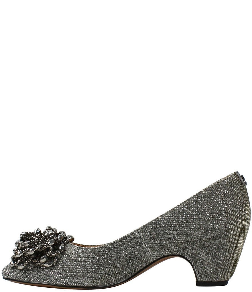 J. Renee Deyanne Glitter Fabric Beaded Floral Ornament Detail Pumps