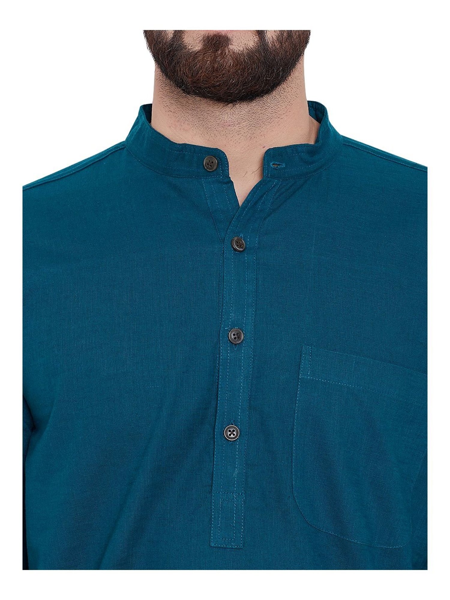 Even Prussian Blue Cotton Regular Fit Kurta